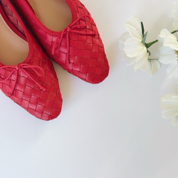Loeffler Randall Landry Woven Ballet Flat Red Leather - Picture 8 of 11